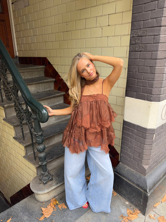 Loulou Scarf Top Brown